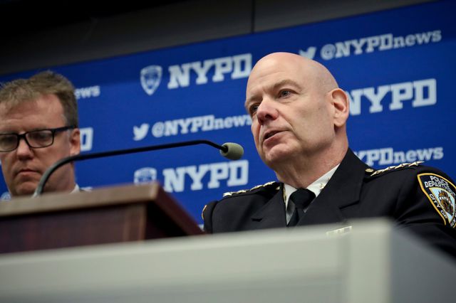 NYPD Chief of Department Terence Monahan speaks at a press conference in 2019.